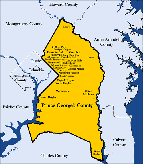 p.g. county map
