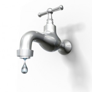 Tap with drop, isolated on white w. clipping path
