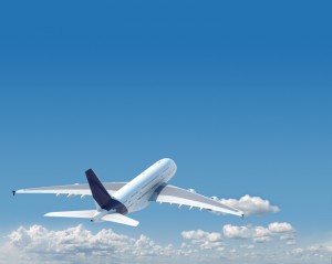 aiplane with copy space in the sky
