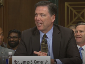 James Comey testifies about President Trump before a Senate committee.